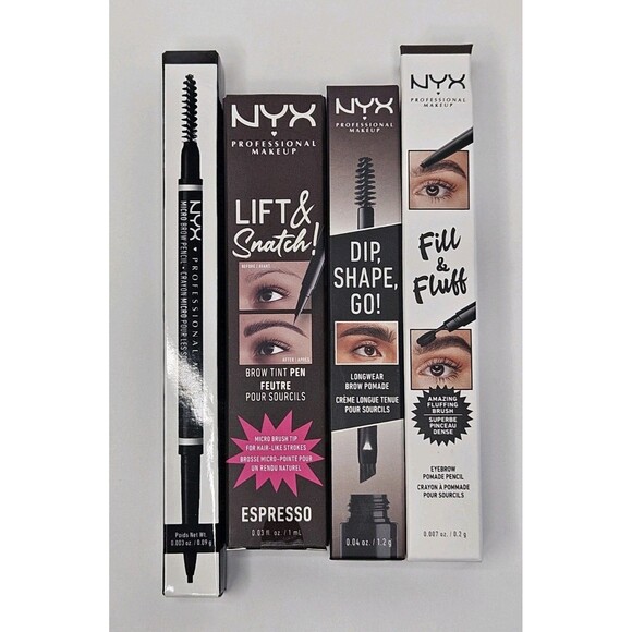 4 NYX ESPRESSO Eyebrow Sets Micro Brow Pencil, Tint Pen, Pomade & Fill Fluff New - Picture 1 of 4